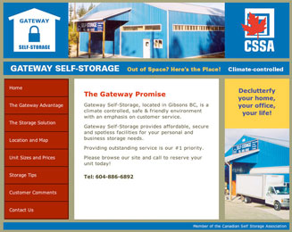 Gateway Self-storage web site