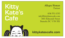 kitty kate's cafe business card